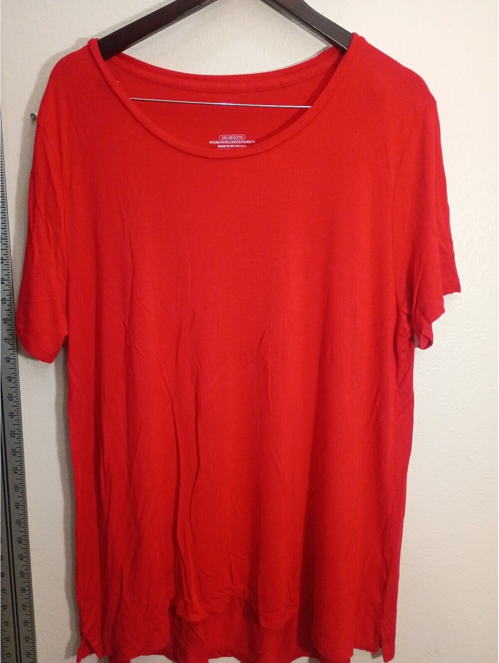 Women's Red Short Sleeve Casual T-Shirt Size 3XL